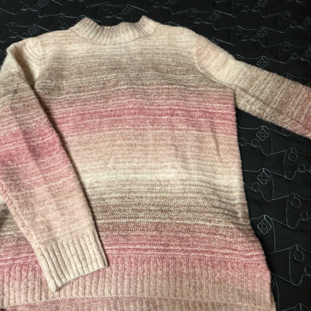 Maurices Pink and Cream Ombre Turtleneck Sweater